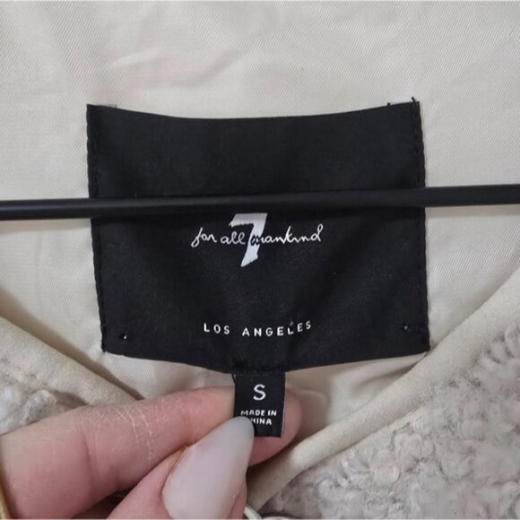 7 For All Mankind Toggle Front Sherpa Jacket In Cream Size M - Picture 3 of 6